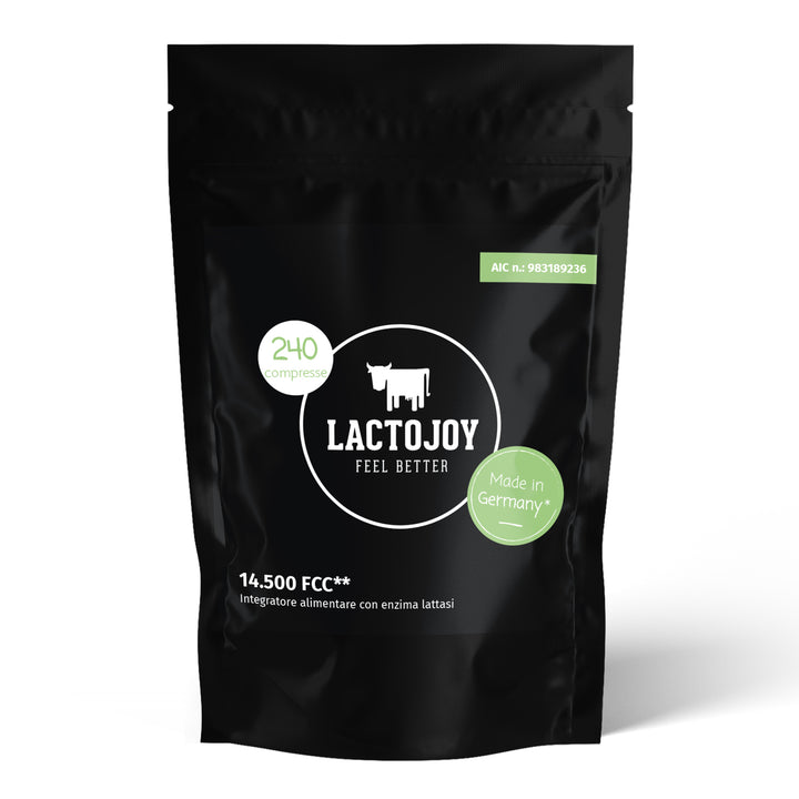 LactoJoy Lactase Pills - 14.500 FCC - 240 pcs refill bag – front